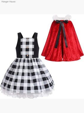 Women Girls Family Christmas Tutu Dress with Hooded Cloak Cape Costume